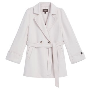 YINER音儿专选2025冬季新款阿拉善山羊绒本布腰带一手长毛呢大衣