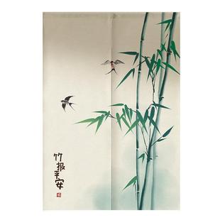 中式门帘隔断帘布艺家用卧室免打孔遮挡帘厨房布帘厕所挂帘可定制