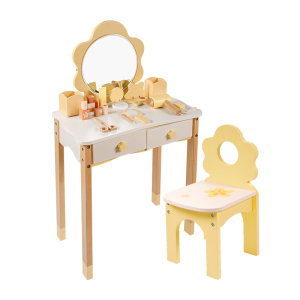 儿童花朵梳妆台公主小女孩过家家仿真玩具木质化妆桌女童生日礼物