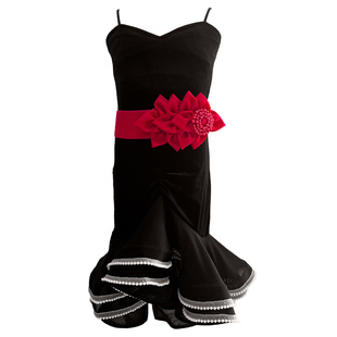 拉丁舞服2026新款夏天装高级感少女儿童吊带表演出大摆裙专业套装