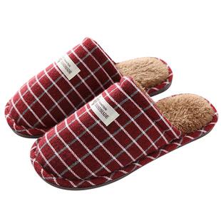 棉拖鞋男家居地板防滑女学生寝室内宿舍加绒毛拖鞋情侣家用秋冬季