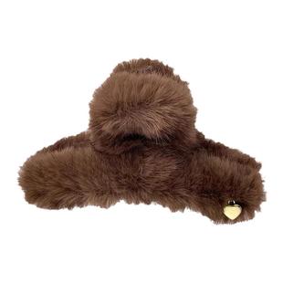 大号毛绒抓夹秋冬2025新款发夹女后脑勺高级感鲨鱼夹毛毛发抓头饰