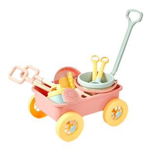 韩国ins儿童沙滩玩具小推车套装海边男孩女孩戏水挖沙铲子工具