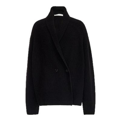 【商场同款】AUM噢姆2025年冬季新款牦牛绒大翻领黑色针织外套女