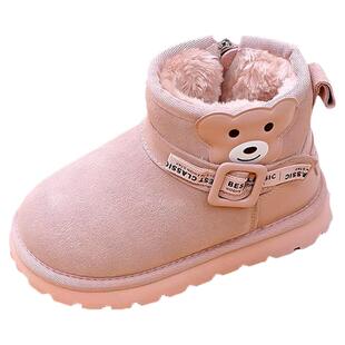 官网C&K女童雪地靴加厚保暖2026新款春季儿童棉鞋防滑加绒面包鞋