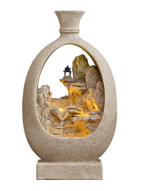 假山流水摆件循环水桌面装饰摆件