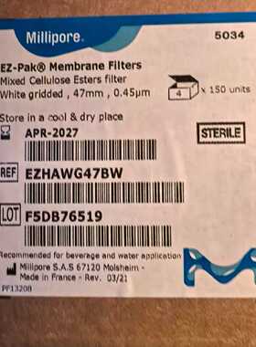 议价EZHAWG47BW 默克 EZ-Pak 膜滤器 过滤器0.45μm 47mm圆形白色