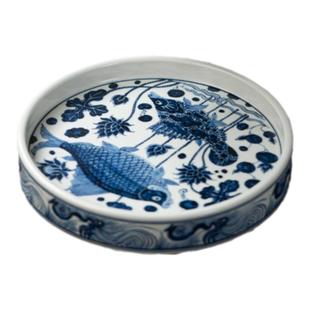 民间艺人手绘仿古元青花壶承壶垫茶盘家用景德镇釉下彩纯手工托盘