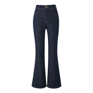 娅丽达不易褪色加绒微喇牛仔裤女2025冬季新款锁色喇叭裤修身裤子