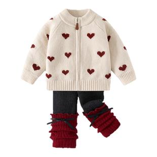 女童冬装2025新款套装本命年小公主韩系超巨好看加绒裤子儿童毛衣