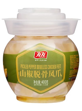 【秒杀福利】有友无骨凤爪400g罐装泡椒鸡爪山椒鸡脚辣味网红零食