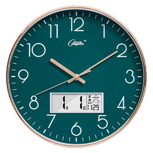 康巴丝静音客厅挂钟简约时尚壁挂墙表自动对时现代家用创意石英钟