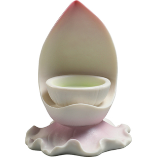 锵锵陶瓷粉莲系列莲花蜡烛台底座供佛灯座佛前供奉家用摆件装饰摆