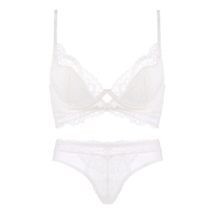 白色内衣女薄款大胸显小胸收副乳防下垂法式性感蕾丝超薄文胸套装
