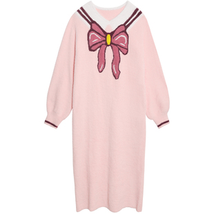 好奇蜜斯半边绒珊瑚女生加绒家居服套装长袖睡衣裙秋冬季可爱加厚