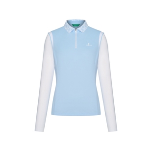 【功能细珠地】比音勒芬高尔夫女装夏季撞色长袖polo衫