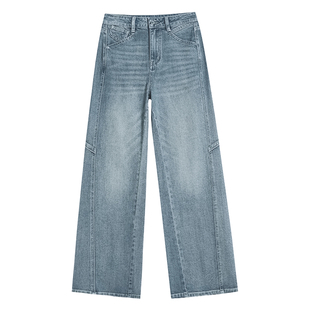 阔腿牛仔裤女2026年新款早春小个子高腰梨型遮胯显瘦宽松直筒裤子