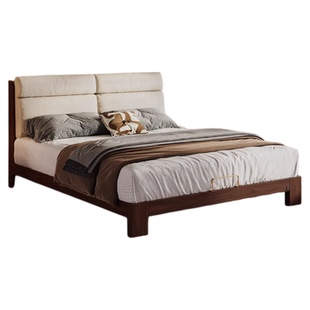 顾家家居实木新中式胡桃木软包软靠一米八全实木主卧新款双人大床