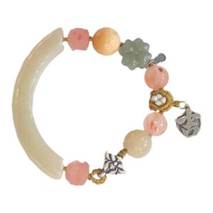 墨瑶姑娘新中式天然和田玉手牌手链礼物原创多宝手工编绳半镯半链