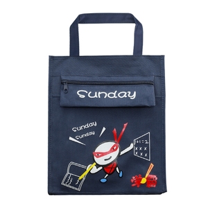 猫太子帆布包补习袋小学生女手提手拎书包美术袋一年级补课大容量男女孩专用文件袋大容量儿童可双肩收纳初中