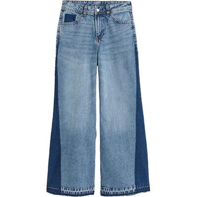 HM女装牛仔裤秋季休闲气质时尚宽松版中腰慵懒阔腿牛仔裤1214324