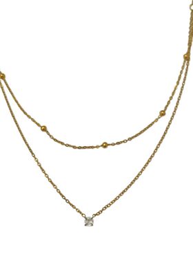 MAPG小众精致双层叠戴单钻项链高级感设计百搭通勤日韩不褪色颈链