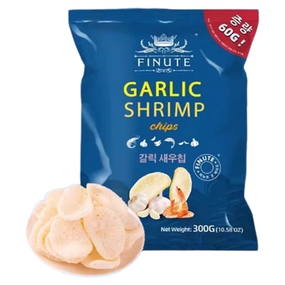 山姆虾片蒜味300g韩国进口薯片追剧休闲零食办公大袋年货正品代购