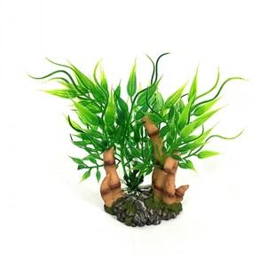 鱼缸造景热带鱼仿真竹子塑料水草摆件仿石树脂底座植物布景用品
