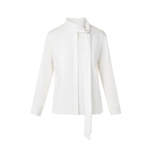 朗姿\LIME莱茵欧式风格飘带领简约休闲长袖衬衫新款宽松时髦上衣