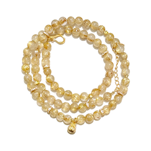 谷岚「金盏」天然黄水晶金发晶项链女款三圈手串葫芦吊坠招财转运