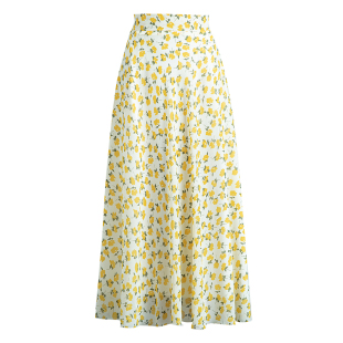 雪纺纱半身裙女夏季新款碎花A字裙垂感百搭高腰长裙大码大摆舞裙