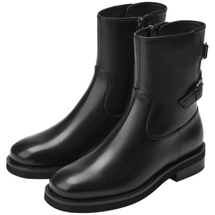 73hours女鞋嬉皮灵魂冬新款擦色牛仔西部靴女短靴美拉德靴子