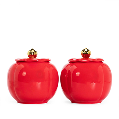 结婚红色喜糖罐枣陶瓷陪嫁茶叶罐