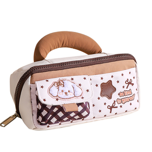 韩系创意星星兔笔袋2026年新款可爱手提铅笔袋女生初中生高颜值文具收纳袋菱形大开口日韩风文具盒多层分隔