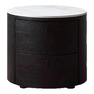 POLIFORM ONDA意式床头柜实木圆形设计师烟熏色大理石极简卧室柜