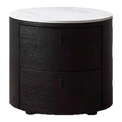 POLIFORM ONDA意式床头柜实木圆形设计师烟熏色大理石极简卧室柜