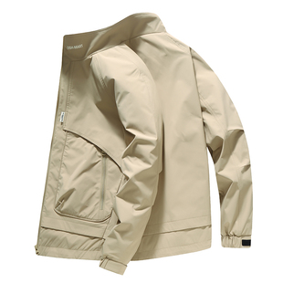 恒源祥加肥加大立领防风夹克男大码宽松工装外套多口袋休闲上衣服