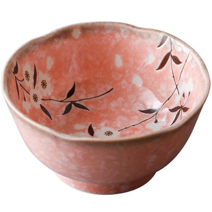 日本制进口陶瓷釉下彩餐具菜盘汤盘碗碟日式和风粉樱花家用咖喱盘