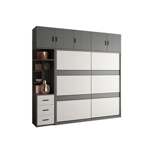 北欧推拉门衣柜简约现代组装家用卧室移门衣橱全实木多层板收纳柜