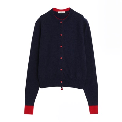 NOEND 25AW 【精灵可露丽风】绵羊毛撞色假两件长袖针织开衫