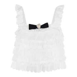 【IVE LIZ同款】lefame拉飞姆2025秋冬洛可可刺绣层叠吊带上衣