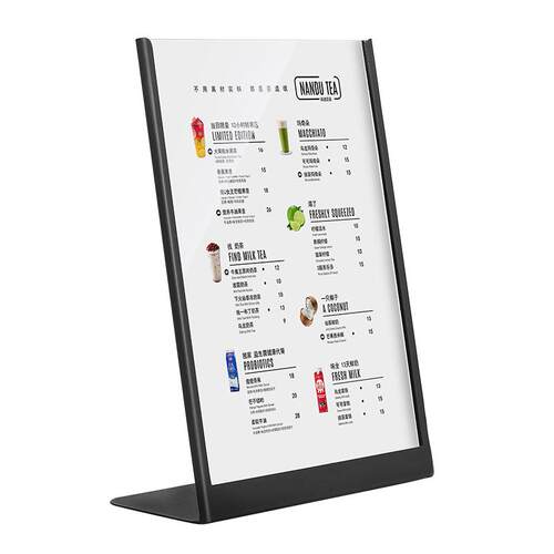 A3奶茶店菜单展示牌台卡吧台点餐牌不锈钢立牌金属桌牌a4亚克力台牌强磁水牌价目表摆台桌面立牌l型广告牌架