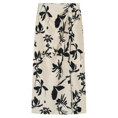 LAUREL复古黑白花型直身筒裙