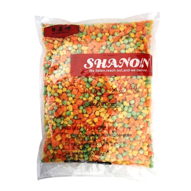 新鲜速冻混合什锦蔬菜粒2kg玉米青豆粒胡萝卜三色美式沙拉