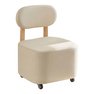 家用万向轮滑轮小矮凳小凳子卧室可移动带轮子小板凳带靠背可旋转