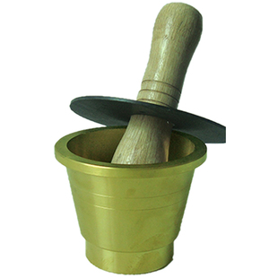 纯铜实心特大号广式捣药罐盅钵蒜器压泥缸碾子铁石臼捣碎器筒杵