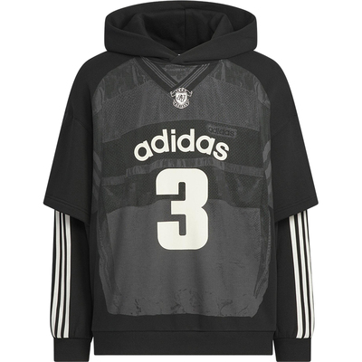 Adidas/阿迪达斯正品2025秋季款男士耐穿连帽假两件卫衣KC2607