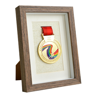 马拉松奖牌展示架实木收纳挂架金牌摆件奖章画框相框奖状中空空框