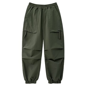 男童冬季潮牌加绒伞兵工装裤2025新款青少年儿童秋冬加厚直筒裤子