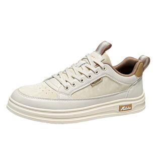 木林森男鞋春季2026新款潮流青少年运动休闲百搭软底小白皮面板鞋